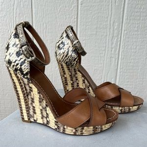 Tory Burch Snakeskin Animal Print Platform Heels